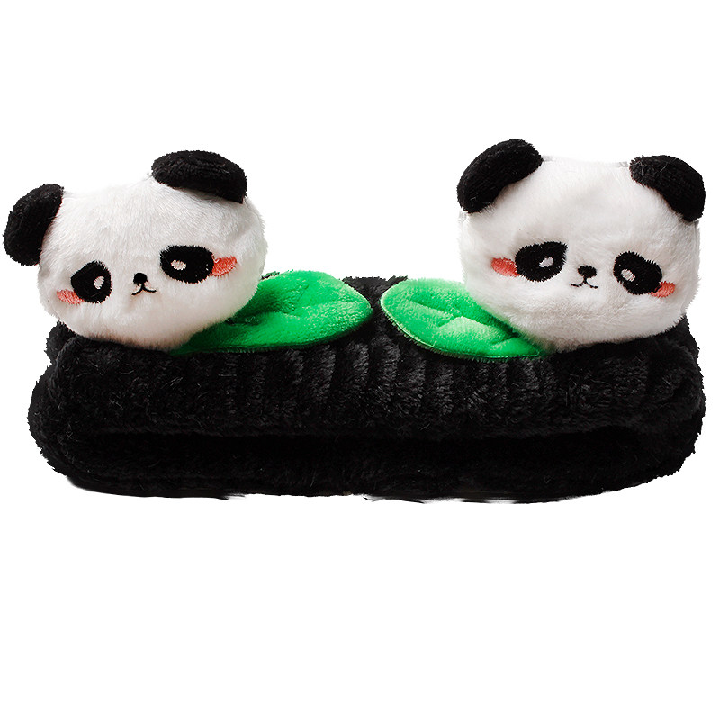 可爱熊猫束发带洗脸发箍毛绒头箍