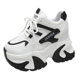 10cm小个子透气厚底老爹鞋女2025秋冬新款加绒百搭增高休闲运动鞋