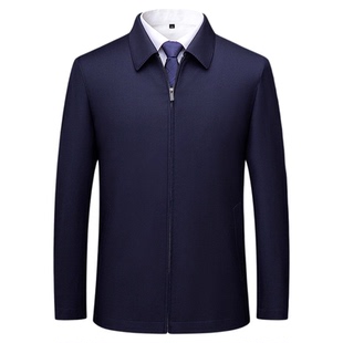 红都春秋精纺羊毛含桑蚕丝夹克男行政正装开会上班商政茄克男外套