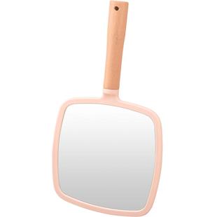 小镜子手拿手持镜美容院专用化妆镜简约木质手柄镜大号梳妆镜便携