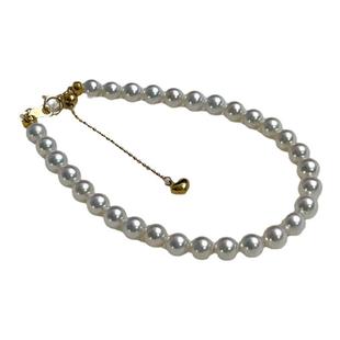 《皎皎心河》4-5mm极光baby淡水珍珠18k金手链媲美日本akoya彩凛