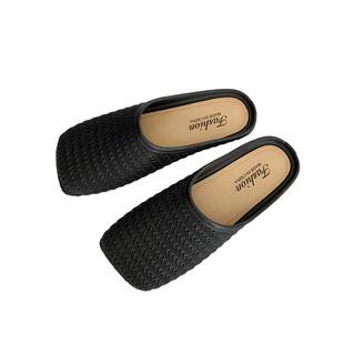 2024新款女夏季外穿一脚蹬简约百搭复古风包头半拖鞋平跟拖鞋休闲