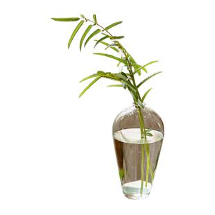 禅意小口玻璃瓶花瓶梅瓶水培玉净瓶观音瓶茶室透明一枝花插花摆件
