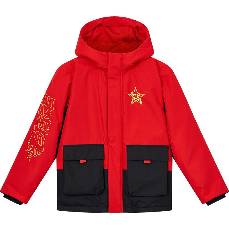 鸿星尔克儿童羽绒服连帽三防