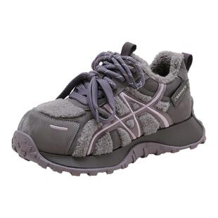 千百度加绒阿甘休闲鞋女冬季2025新款厚底老爹鞋德训鞋百搭运动鞋