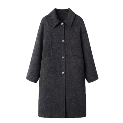 反季米白阿尔巴卡双面羊绒大衣