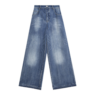 BLANK LABEL 极简高级感水洗竹节低腰阔腿牛仔裤女宽松时髦长裤子