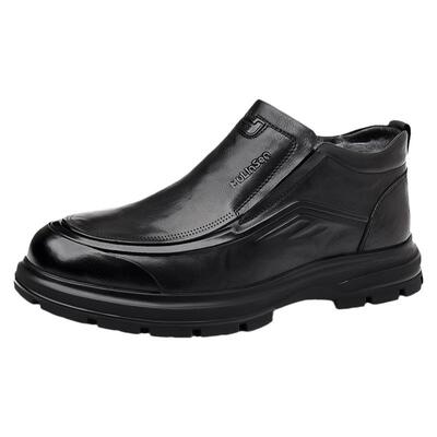 头层牛皮棉鞋男防寒冬季加厚羊毛