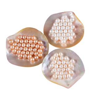 天然淡水小米珠珍珠散珠有孔正品带孔串珠真米粒珠子diy材料批发