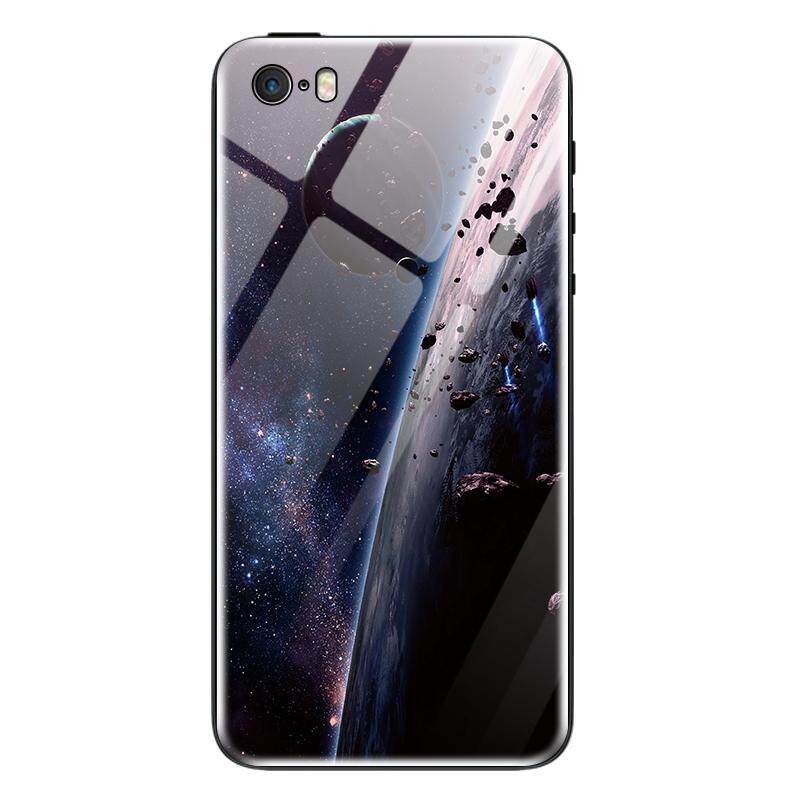 适用于苹果se2手机壳钢化玻璃iPhone5s保护硅胶套苹果5全包i5防摔钢化外壳ip5软壳es男ise潮女款网红末日流星