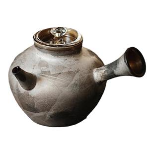 不亦室王沁玻璃侧把泡茶壶贴银设计灯工工艺耐热玻璃