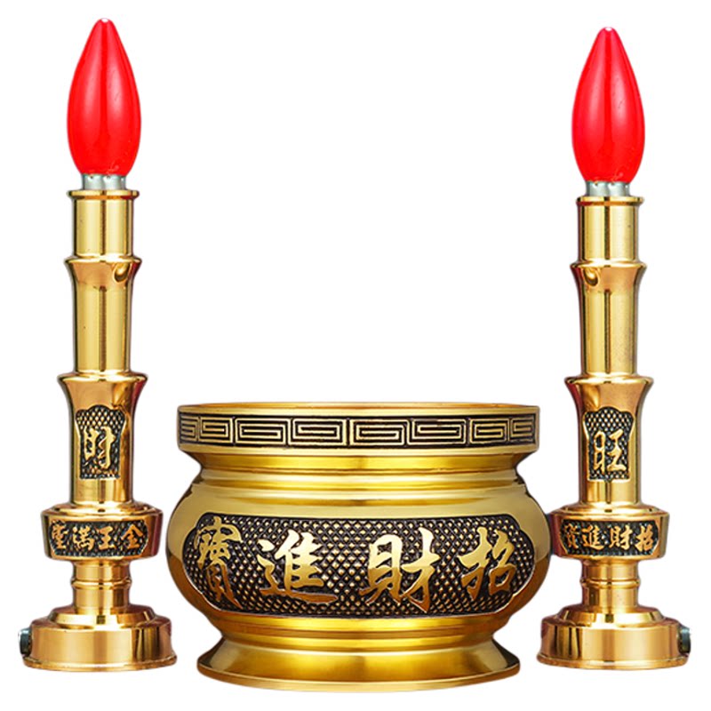 财神招财香炉套装纯供奉黄铜合金