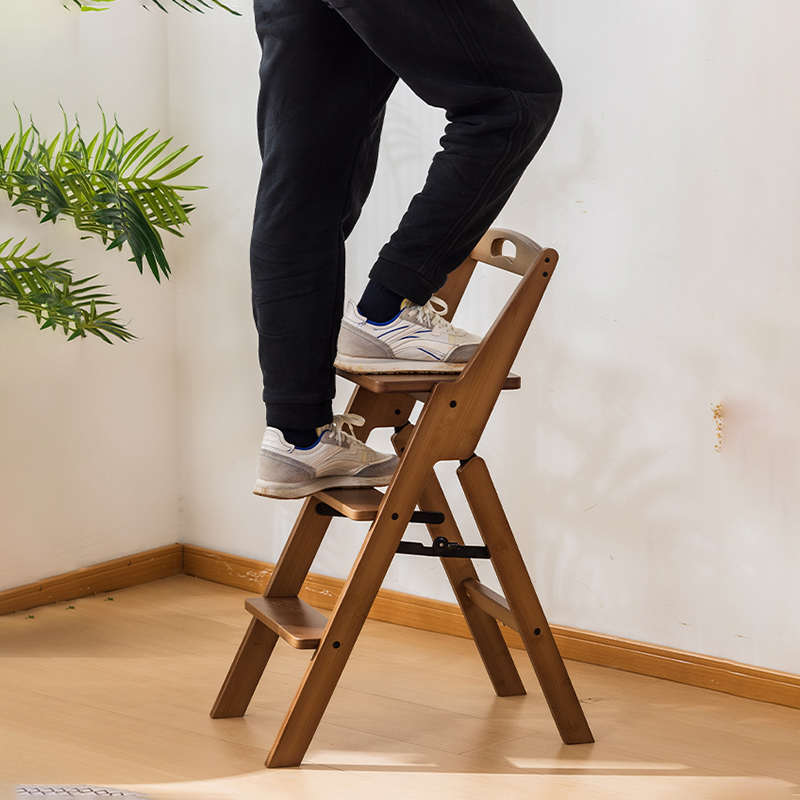 可折叠梯凳楠竹家用便携登高凳两用凳子靠背小型厨房多功能爬高凳