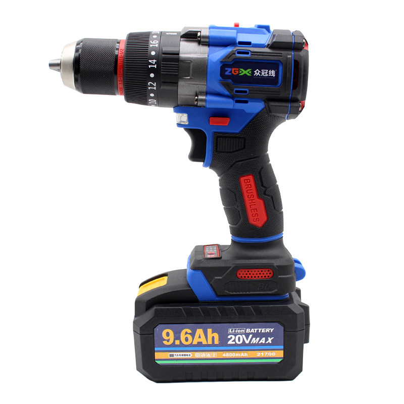 众冠线大扭力无刷锂电钻充电式手电钻冲击钻电动螺丝刀冰钻180N