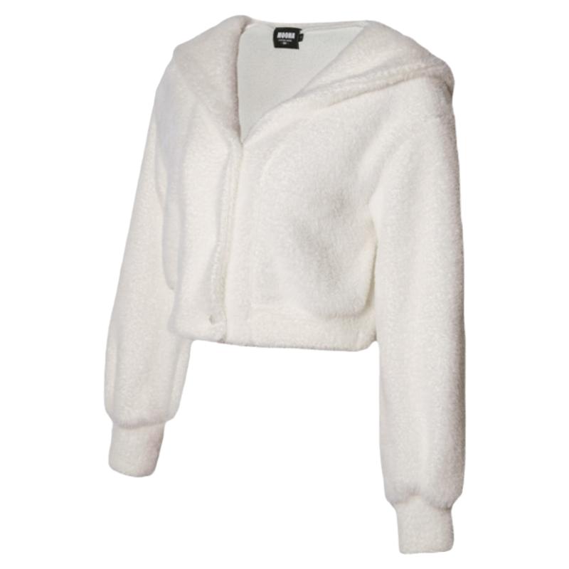 MOONA短款毛毛外套女仿貂毛2025秋冬季白色高腰毛绒加厚保暖上衣