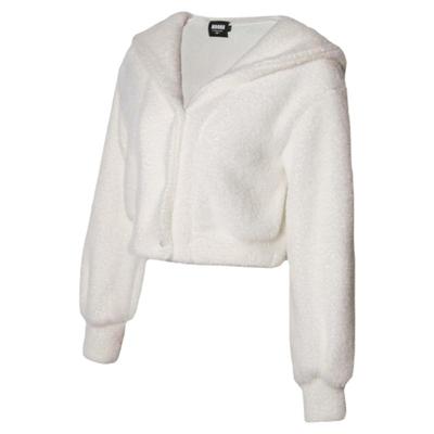 白色短款高腰毛毛外套