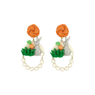 BOMBCACA放牛班的秋天系列 小兔乖乖原创设计童趣兔子夸张耳环