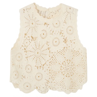 孙乐言佟丽娅同款SOMESOWE镂空幸运花钩针背心刺绣花朵半裙女套装