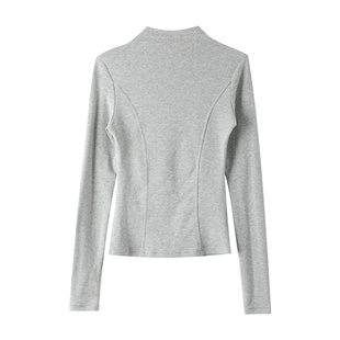 2025冬装新款半高领打底衫女冬季内搭黑色中立领黑色紧身秋冬上衣