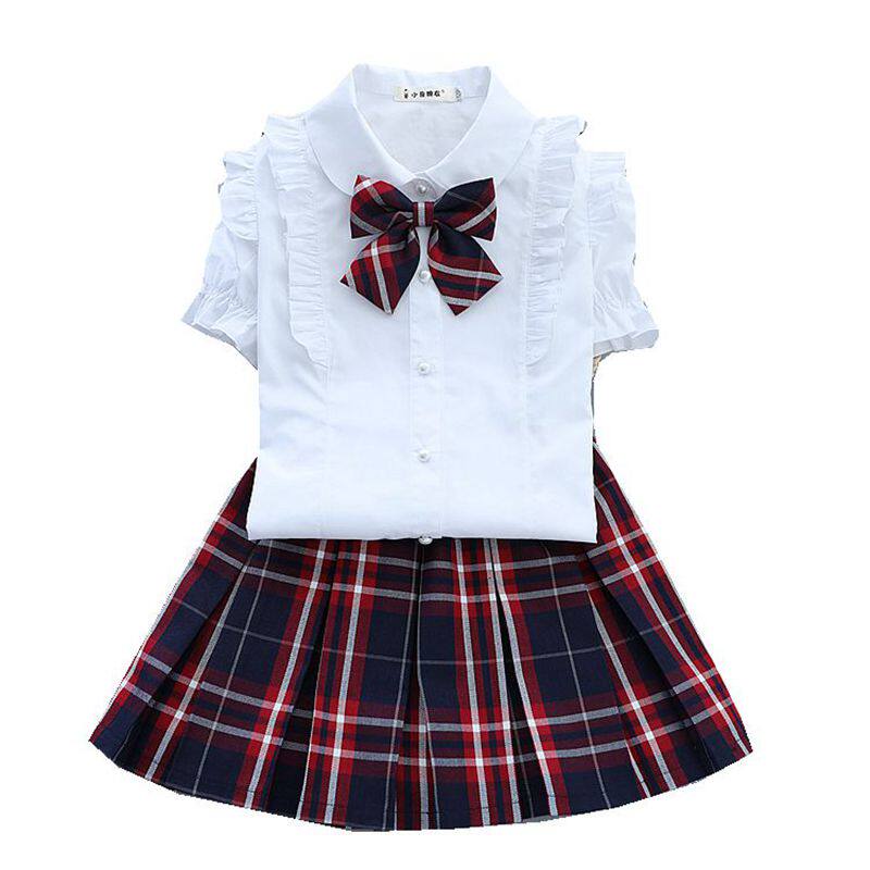 小学生纯棉校服夏季白色衬衫校服
