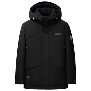 老人头【90鹅绒】连帽短款羽绒服男士2024冬季新款宽松保暖厚外套