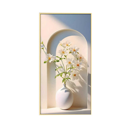 奶油风玄关装饰画现代简约走廊过道贴画竖版入户正对门立体自粘画