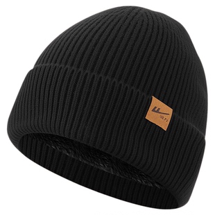 回力男士加绒圆顶针织毛线帽冬季保暖毛线帽加厚防寒包头帽百搭