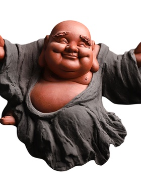 笑迎纳福陶瓷弥勒佛摆件