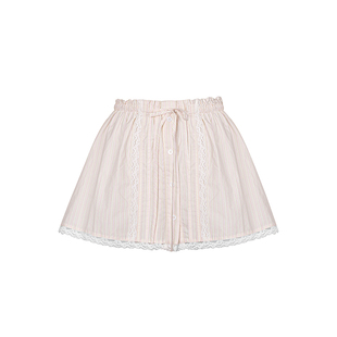 Kroche 粉饰桃白 蕾丝拼接A字短裙条纹半身裙