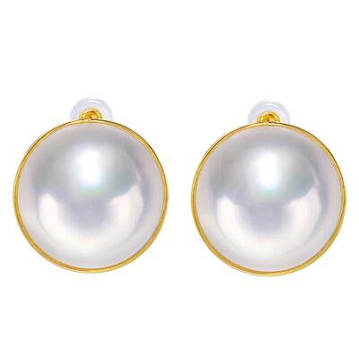 海蒂珠宝强光海水玛贝耳钉18K金