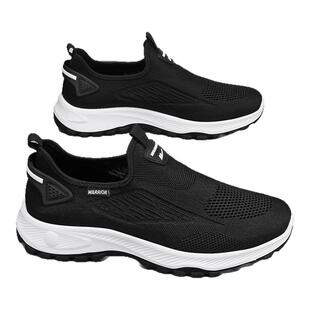 回力爸爸鞋春季透气2026新款中老年舒适健步老人鞋网面一脚蹬男鞋