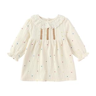 【】babylove女宝宝连衣裙春秋纯棉纱布裙子婴幼儿甜美公主裙