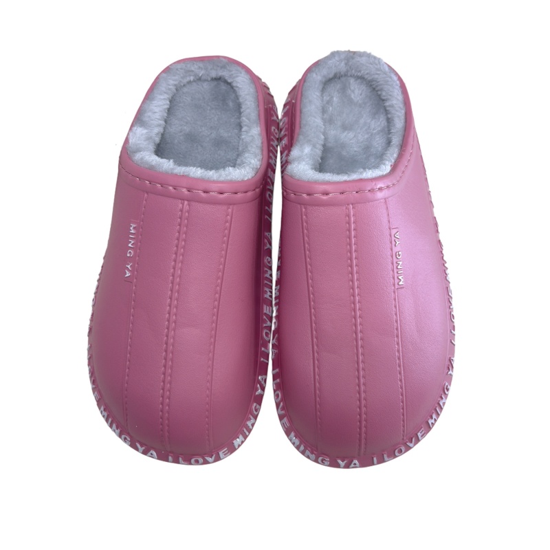 明芽冬居家包头保暖情侣一体地板男女室内棉拖鞋包跟棉鞋包脚防水