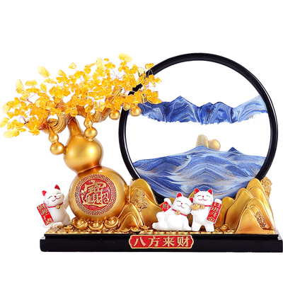 发财树招财猫开店开业礼物店铺前台摆件客厅乔迁之喜新居大吉礼品