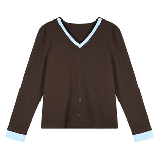 正肩v领内搭打底衫女可外穿2026新款爆款春秋洋气长袖t恤女装上衣