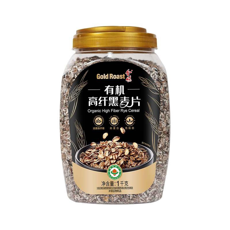 金味有机高纤黑麦即食营养早餐代餐速食懒人方便1000g麦片罐装