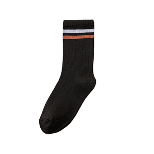 袜子女春秋薄款中筒袜夏季透气条纹堆堆袜袜子黑色羊毛绿色吸汗