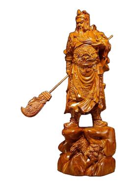 实木雕刻关公佛像摆件大工艺礼品家用客厅招财号供奉红木武财神爷