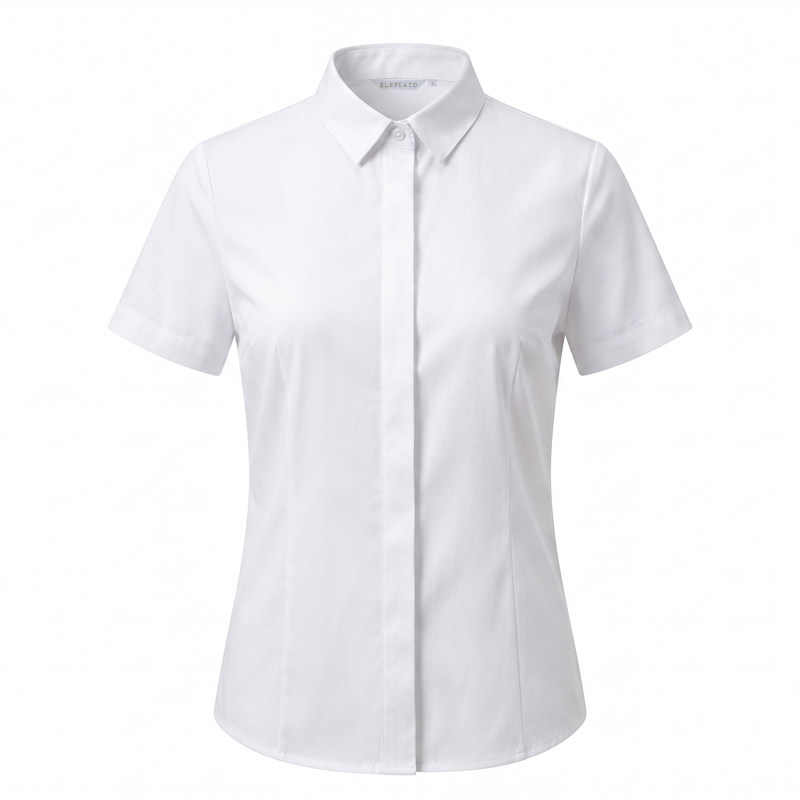白衬衫女短袖夏季新款高级职业商务工作服女士白色衬衣小领工装夏
