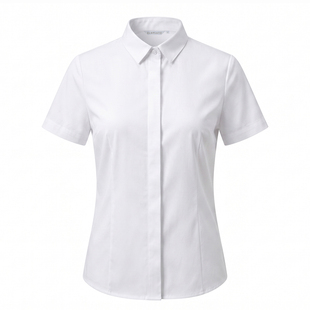 白衬衫女短袖夏季新款高级职业商务工作服女士白色衬衣小领工装夏