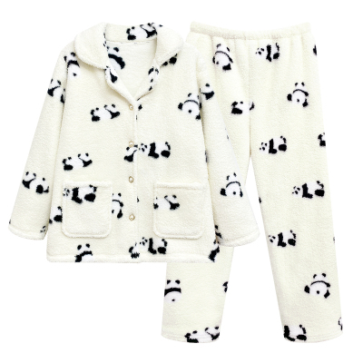 奶fufu秋冬季加厚睡衣女款珊瑚绒加绒时尚洋气可外穿法兰绒居家服