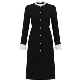 黛玛诗千金感小香风连衣裙高端醋酸赫本风小黑裙秋法式名媛礼服裙