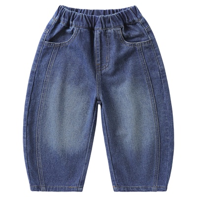 右欧儿童弯刀软牛仔裤春季