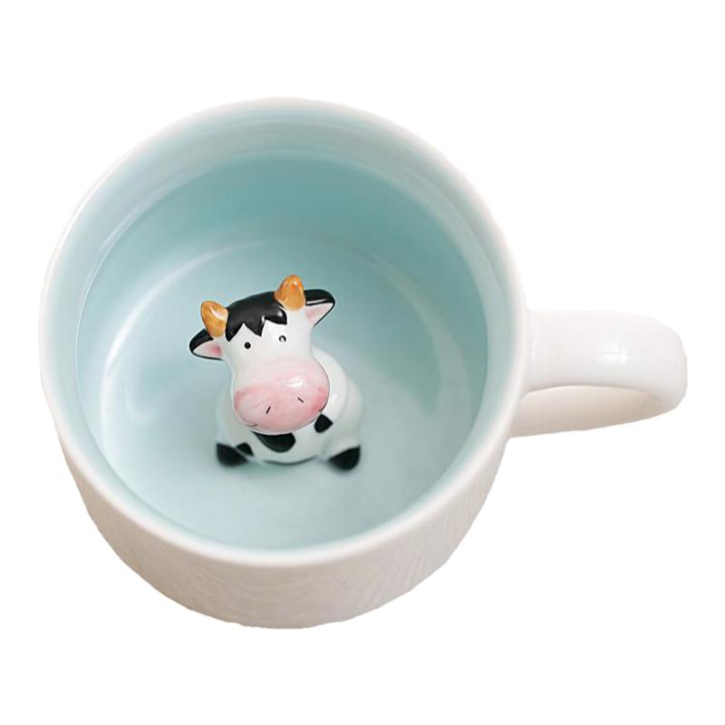 创意陶瓷马克杯 可爱卡通立体萌物动物牛奶咖啡杯子情侣对杯水杯