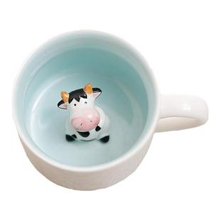 创意陶瓷马克杯 可爱卡通立体萌物动物牛奶咖啡杯子情侣对杯水杯