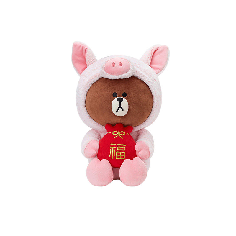 line布朗熊正版可爱变身小猪公仔