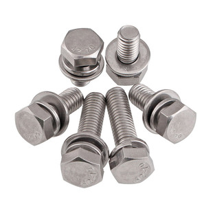 304不锈钢切边外六角螺丝三组合螺钉带垫片316螺栓M4M5M6M8M10M12