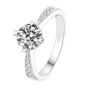 培育钻石人工造钻一克拉定制经典六爪戒指送女友结订婚钻戒礼物