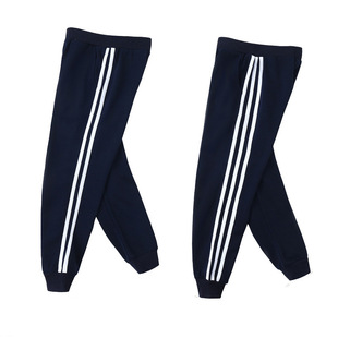 中小学生春秋加绒校服裤男女童道儿童深蓝藏青色薄长裤学校一条杠