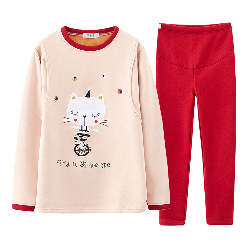 孕婦保暖內(nèi)衣套裝加絨加厚月子服哺乳睡衣產(chǎn)后秋衣秋褲懷孕期冬季